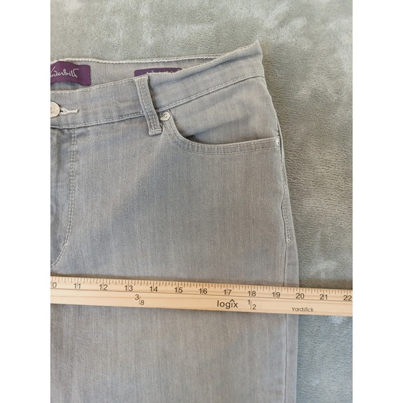 Gloria Vanderbilt Amanda‎ Gray Jeans Sz 14S Short Crop Frayed Hem Straight Leg - Picture 10 of 12